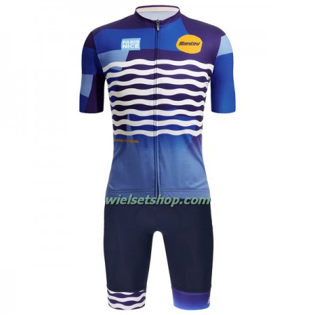 Fietskleding (Fietsshirt + Korte Koersbroek) Santini 2023 Paris-Nice - Blauw